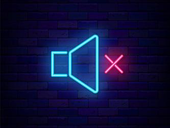 neon megaphone with red cross next to it